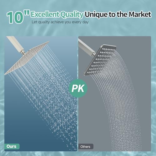 Image of SR SUN RISE 10 Inch Rain Shower Head Brushed Nickel 304 Stainless Steel High Pressure Rainfall Showerhead Ultra Thin Water Saving