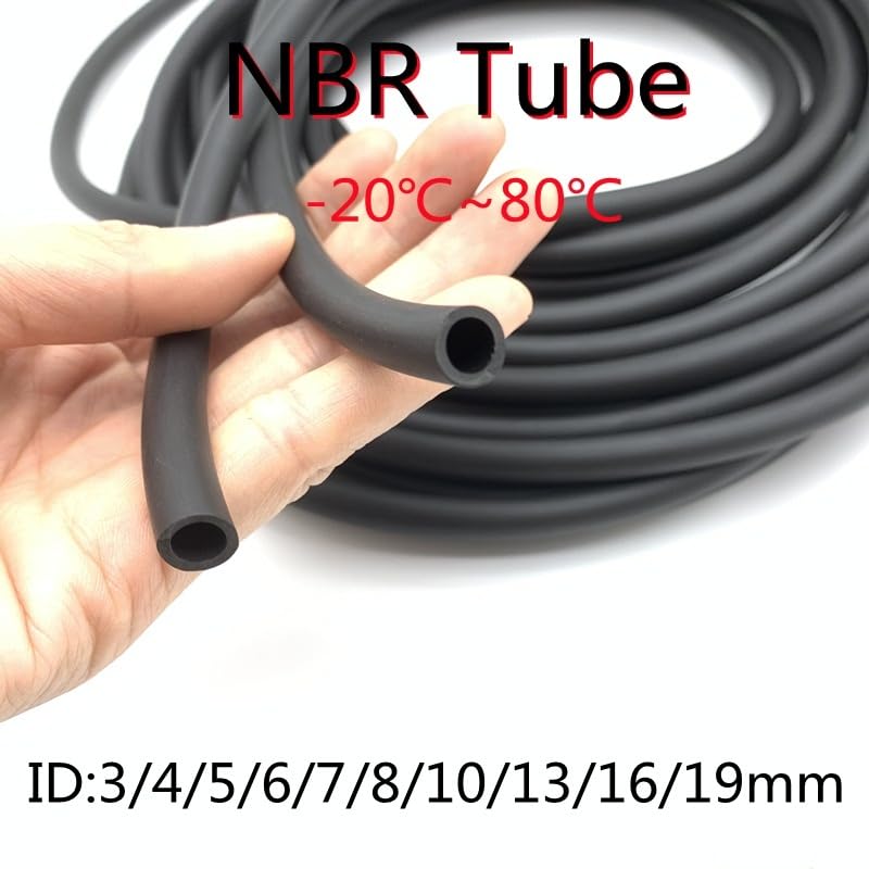 GatherTOOL 1M/pc Rubber Hose Oil Resistant Rubber Pipe 3mm / 4/5 / 6/7 / 8/10 / 13/16 / 19mm Rubber Pipe Oil Pipe Nitrile Pipe Hose (Color : Black, Size : OD 10xID 6mm)