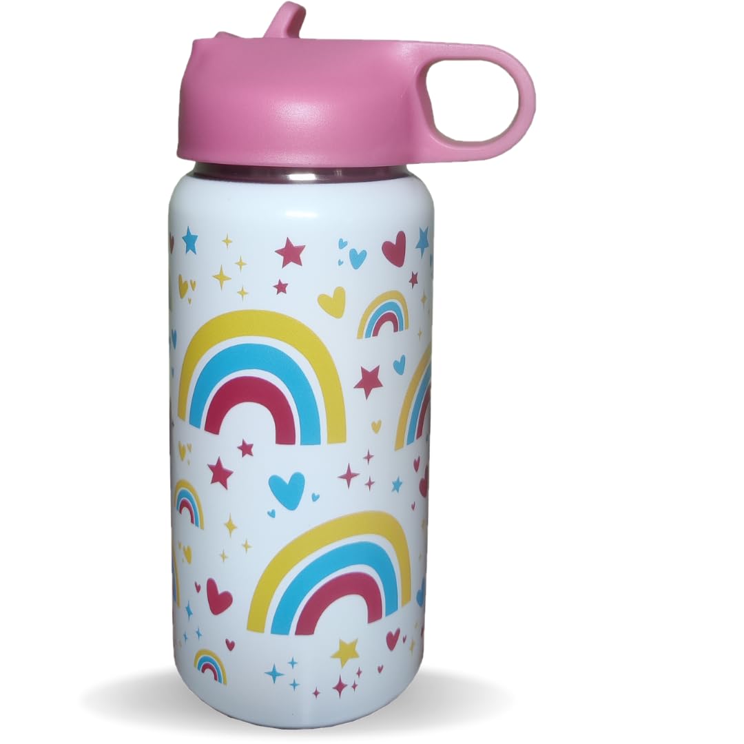 Nkyub Water Bottle for Kids 500ml, Kids Water Bottle, Sipper Bottle for Kids, Stainless Steel Water Bottle for Kids, Straw Bottle for Kids, School Water Bottle | (White) (B0CLY5FTG2) Amazon Price History, Amazon Price Tracker