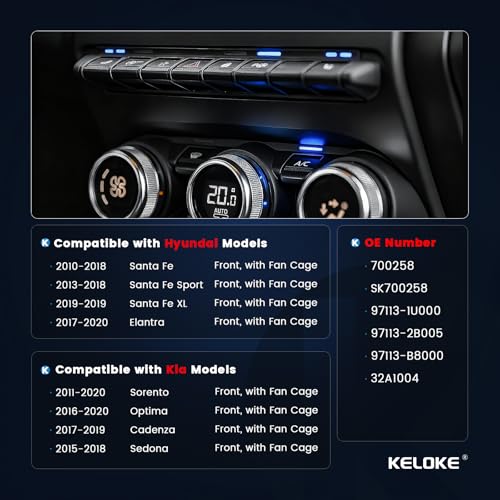 Image of KELOKE Front HVAC Heater Blower Motor Fan Compatible with Hyundai Santa Fe 2010-2018, Elantra 2017-2020 & Kia Sorento 2011-2020, Optima 2016-2020, Cadenza 2017-2019, Sedona 2015-2018, Replace# 700258