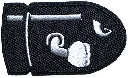 Application Anime Game Classic Mario Bullet Bill Cosplay Badge Embroidered Iron or Sewn-On Applique Patch