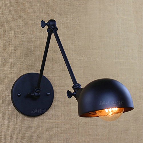 Crayom Retro negro ajustable de metal de pared de iluminación de estilo industrial de hierro forjado brazo largo lámpara de pared Swing arm montaje de pared apliques de luz E27