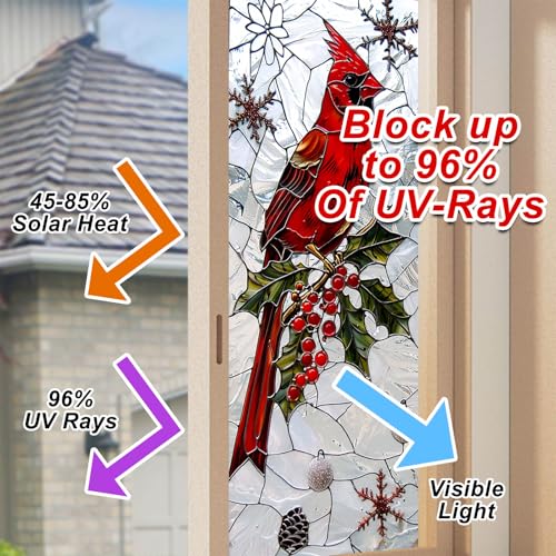 Vinilo Decorativo Navideño Pájaro Cardinal 17.7 x 39.3 pulgadas miniatura 4