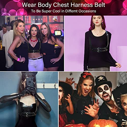 TOFBS Punk Tailleharnas Lederen borstriem Zwarte Goth-ketting Verstelbaar lichaamsvest Sieraden voor Vrouwen Meisjes Cosplay-feestje Rave Halloweenkostuum, #1, Eén maat - Image 3