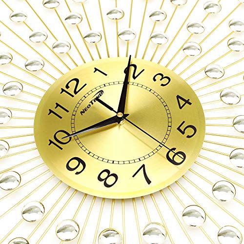NEOTEND Modern Wall Clock Non Ticking Large Decorative Wall Clock for Bedroom 3D Silent Clock - Thumbnail 3