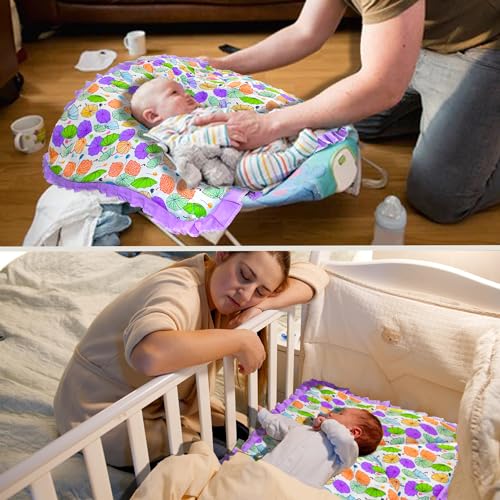 Image of VParents Cotton Crib Sheet for New Born Baby, Soft Cotton Godadi Set for Baby, Godari Bedding Set of 2, Pink & Purple, Chunky