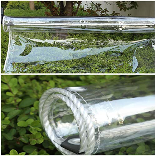 Outdoor Garden Arbours Transparent Tarpaulin (4.2 x 10 m/13.7 x 32.8 ft) 0.35 mm Thick Waterproof Tarpaulin Tear-Resistant Wind Protection Canopies Included Rope and Cable Tie Foldable Rain Cover - Image 6