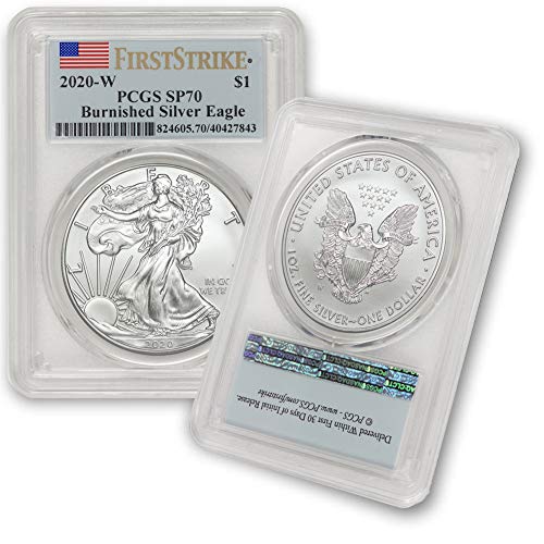 2020 W 1 oz American Silver Eagle Coin Burnished SP-70 First...