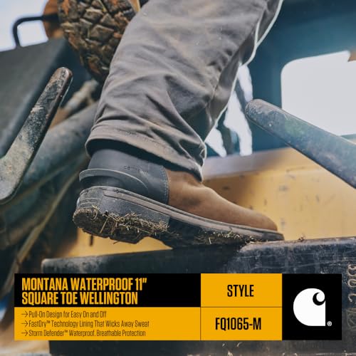 Image of Carhartt Men's Montana 11 inch Wellington Work Boots - Waterproof & Water-Resistant, Steel Toe & Soft Toe, Pull-On Square Toe