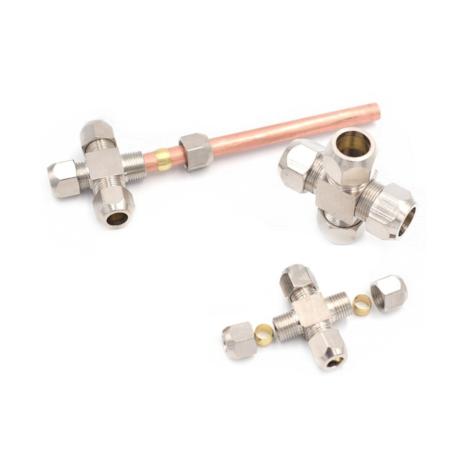 Poly-Flo 20242 Union, 1/4 in Tube OD x 1/4 in Tube OD, Brass (3 Pack)