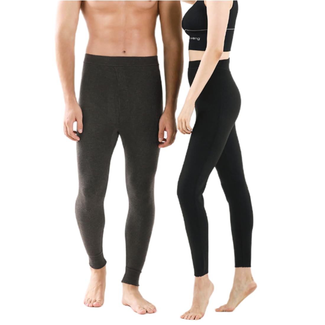 Sous-vêtements thermiques épais 68 % laine pour homme et femme - Legging long pour homme et femme, Femme Épais Gris Foncé, M