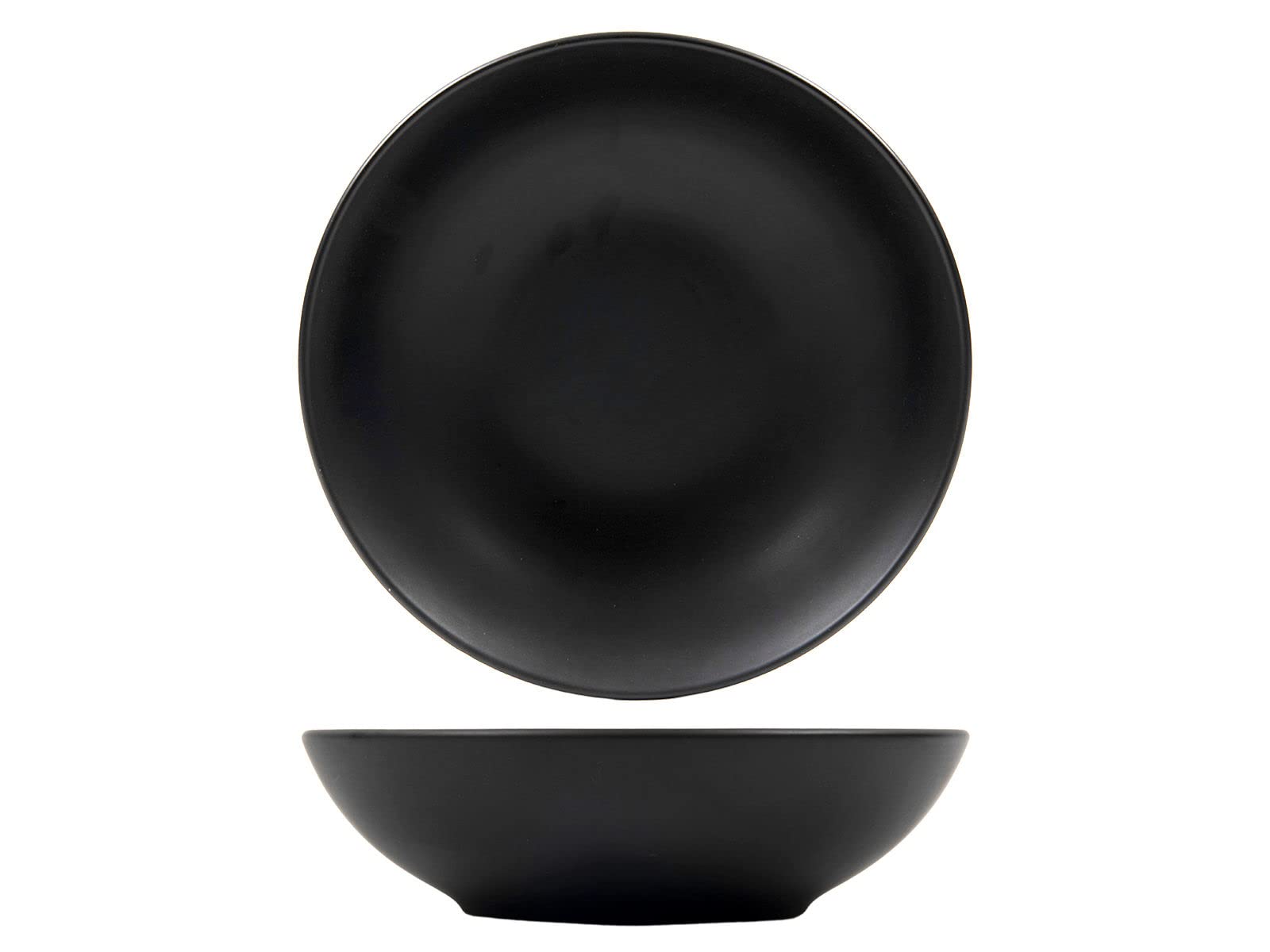 Spetebo Feinkeramik Suppenteller 20 cm schwarz matt - 6er Set | Porzellanteller tief, Für Suppe Pasta Salat Müsli, Geschirr Bowl Schale, Für 6 Personen, Spülmaschinenfest