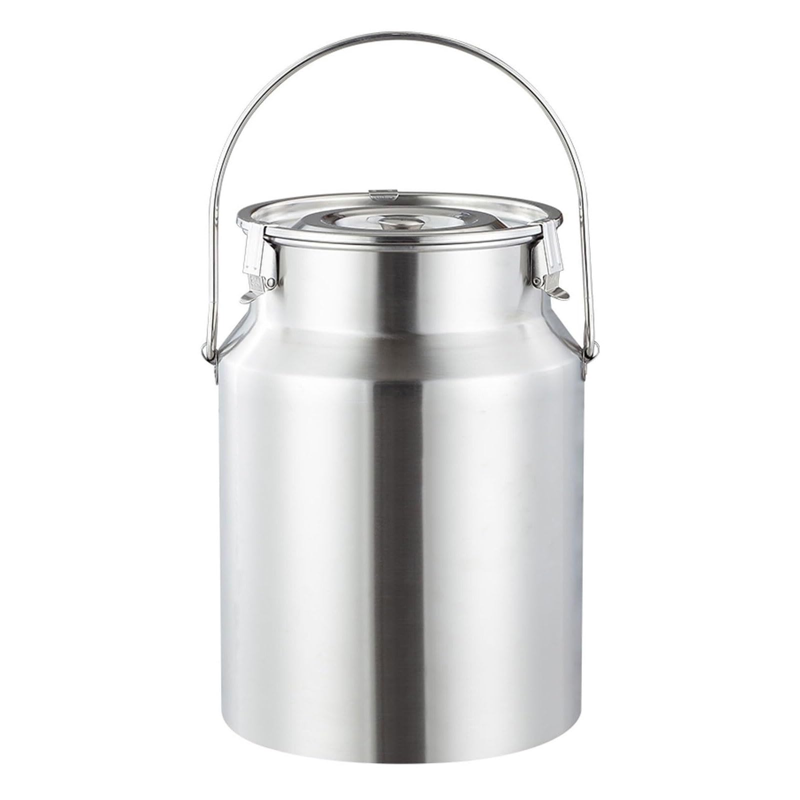 AYCDL 304 Stainless Steel Milk Can, Single Handle Milk Transport Barrel Pail Tote Jug Tea Canister Silicone Sealed Bucket,2.64Gal/10L