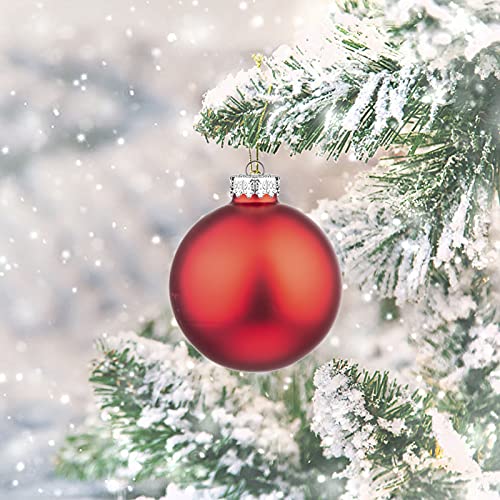 18Pcs 1.8Inch(45Mm) Christmas Ball Ornaments For Christmas Decorations, Glass Ball Present For Xmas Trees And Wedding Party, Xmas Tree Decorations Set(Dark Red) #TOP2