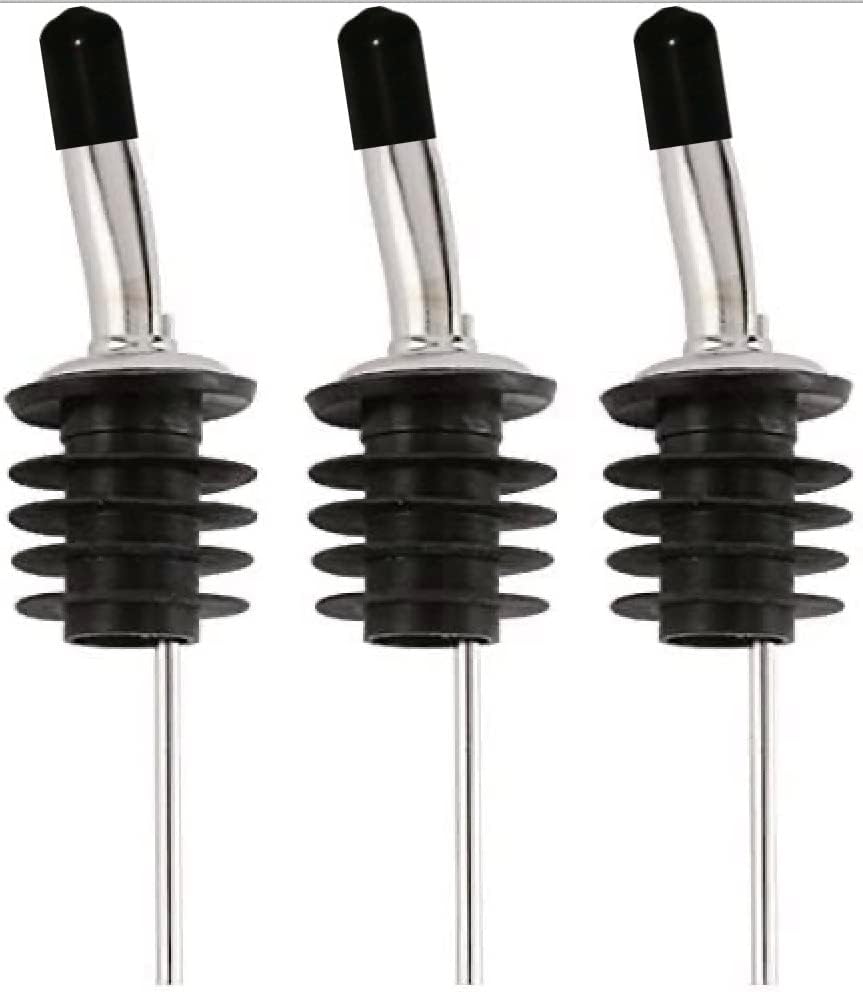 Bartender Gear Boquillas de vertido de flujo libre de licor de acero inoxidable vino botellas de aceite de oliva el corcho mide 1063in