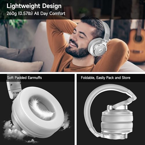 Image of Wired Over Ear Headphones, Studio Monitor & Mixing DJ Headphones with 50mm Neodymium Drivers and 1 /4 to 3.5mm Jack for Guitar AMP Podcast Piano Keyboard (Silver)