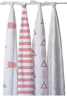 Pure Fiber Ella Swaddle Set, Pink Elephant