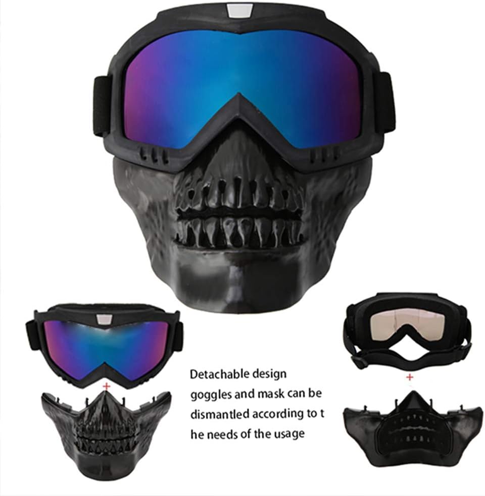 Horoper Motocycle Goggles, Detachable Goggles, Unisex Outdoor Detachable Motorcycle Eye Protection Lens Helmet Mask Skiing