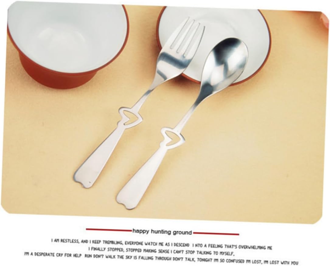 2piece Hollow Out Heart-shaped Handle Stainless Steel Spoon and Fork Set for Couples for Home Picnics and Elegant Tableware for Special Occasions
