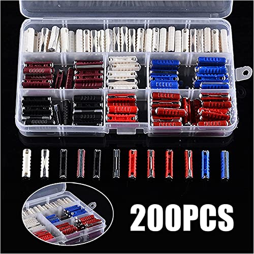 200 piezas Kit surtido de fusibles cerámicos eléctricos continentales 5 tipos 5A 8A 16A 25A 40AMP para auto y motocicleta miniatura 2