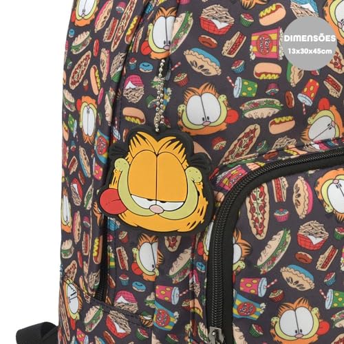 Mochila Costas Garfield Comidas Preta Ms46370gf Luxcel
