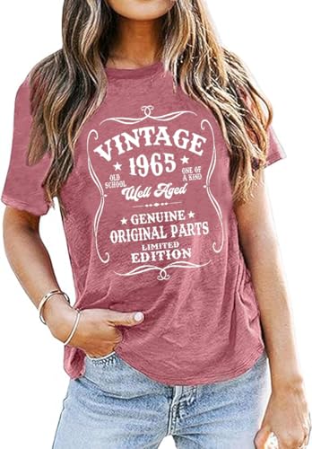 60th Birthday Gift Shirts Vintage 1965 Shirt for Women Letter Print Retro Party Tops Short Sleeve Casual Tee3