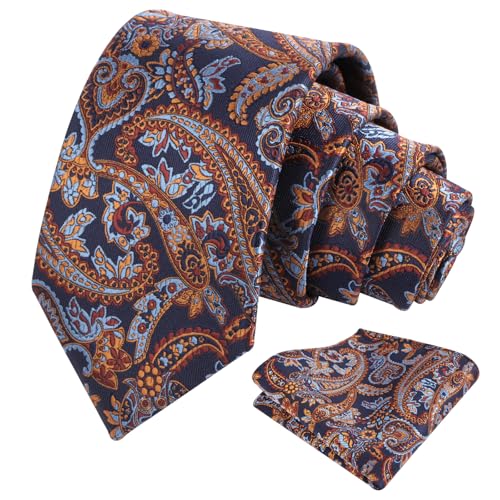 Image of Alizeal Mens 3.15'' Vintage Paisley Tie Pocket Square Set | Elegant Perfect for Banquet Wedding and Party