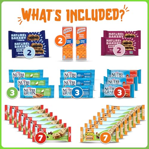 Image of Granola Bars Bulk Variety Pack - Healthy Granola Bars Variety Snack Box for Office Snacks & Healthy Breakfast Bars - Snacks Variety Pack for Adults and Kids (60 Count)