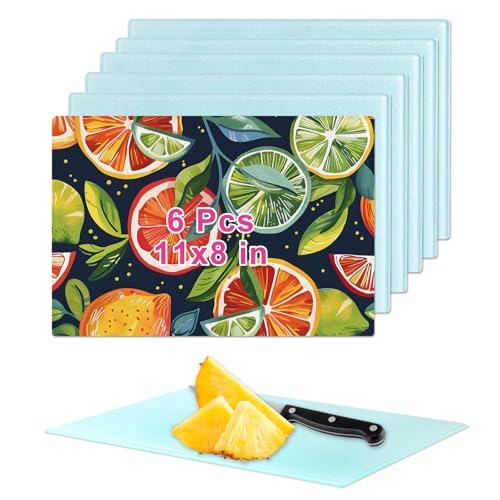 6Pcs Sublimation Cutting Board Blanks 11x8 Inch Tempered Glass Sublimation Cutting Board Non Slip Glass Chopping Boards for Kitchen Personalized Cutting Boards for Crafts DIY Gift