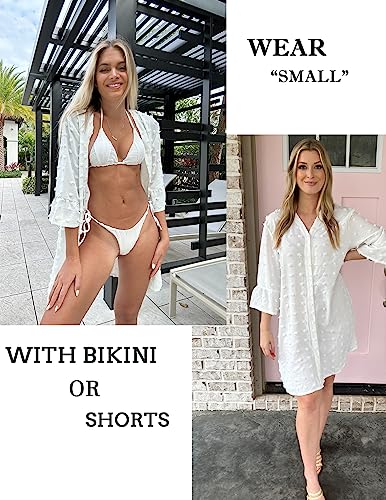 ELESOL Women's Swimsuit Coverup Button Down Beach Cover Ups Shirt Dress Summer Casual Oversized Vacation Swimwear2