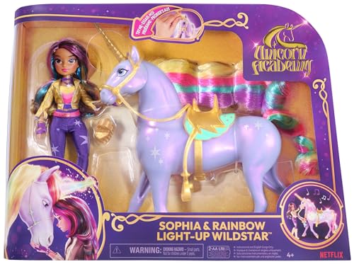 Unicorn Academy, Sophia &amp; Interactive Rainbow Light-up Wildstar Unicorn Toy with Lights, Sounds and Music, Dolls and Unicorn Toys for Girls Aged 4 and up