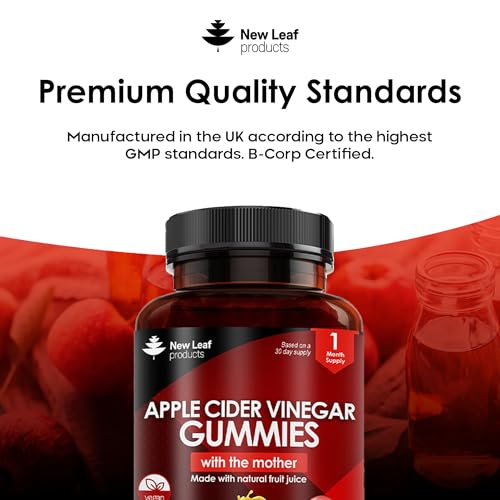 Apple Cider Vinegar Gummies Vegan with The Mother High Strength + Vitamin B12 Folate Pomegranate & Beetroot – Fresh Pure Unfiltered Vinegar Not Powder Apple Cider Vinegar Gummy 1 Per Serving - Image 6