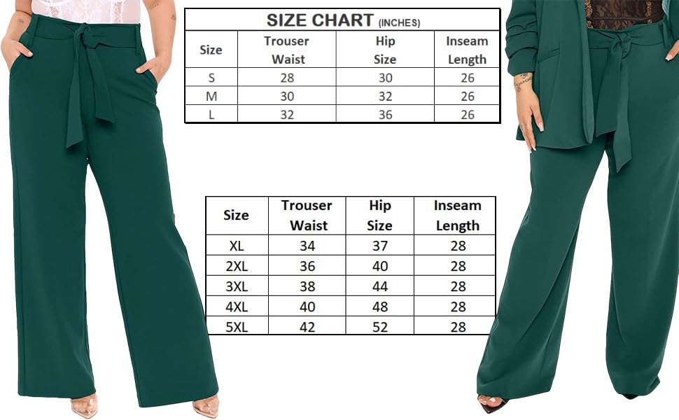 Image of FRAULEIN Women's Western Stylish Trousers Relax Fitting Belted Wide Leg [S - 5XL] Size Pants