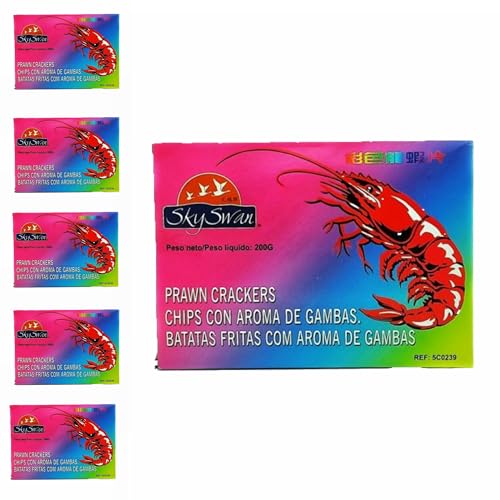 YIJIA | Autentico Pan de Gambas Chino · Chips con aroma de gambas color - Pack Ahorro 6 x 200 Grs (Total 1200g)