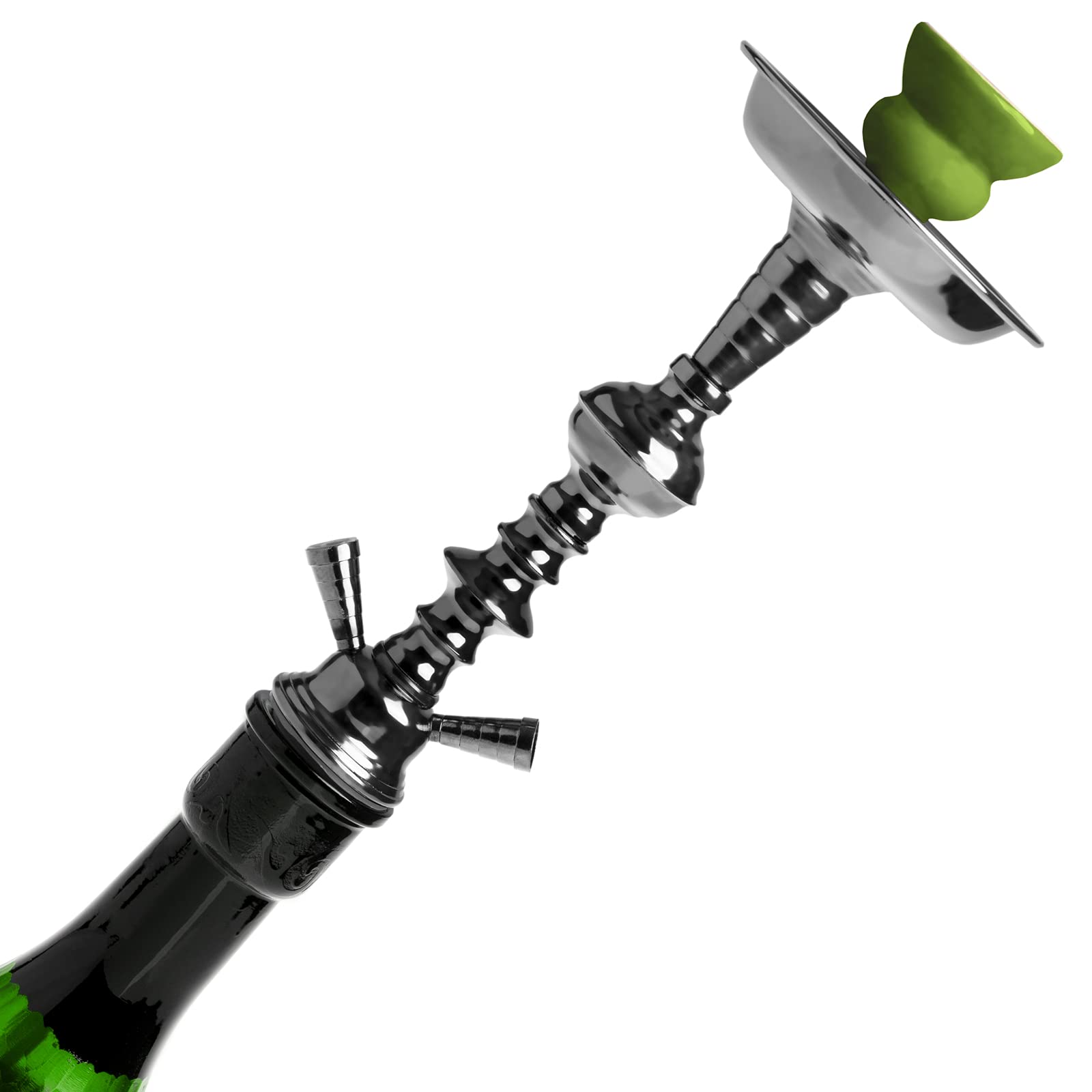 HIBRON Cachimba Grande 51cm Premium Kit Completo, con Cazoleta de Cerámica, 2 Mangueras y Base de Cristal Translúcido