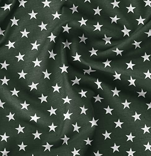 Image of Soimoi Green Viscose Chiffon Fabric Stars Star Printed Craft Fabric by The Meter 42 Inch Wide