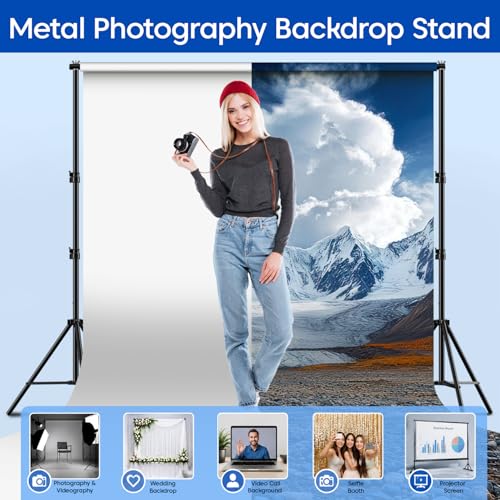 Image of Sounce 9x9 Feet Adjustable Backdrop Stand Kit with Carry Bag | Foldable & Portable Background Stand | for Photography & Videography | Compatible with All Backdrops & Green Screens