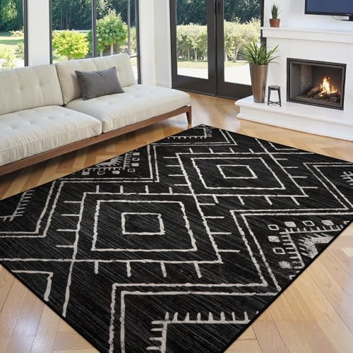 Tapete decorativo 5x7 Negro estilo Boho Geométrico miniatura 3