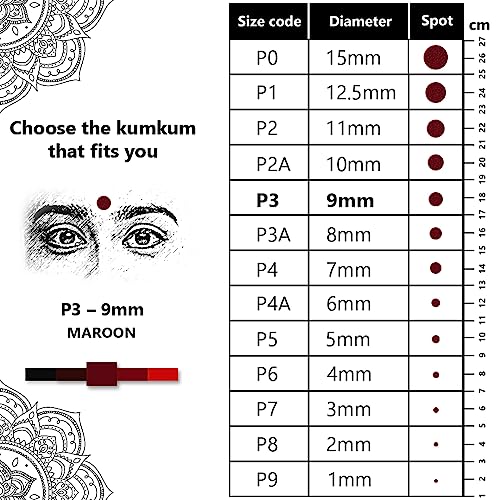 Image of Eyetex Pallavi Sticker Bindi /Pottu|Round|Aloe Vera & Papaya Extracts|Breathable Non-Irritating Velvet Fabric|P3|Maroon|20 Flaps