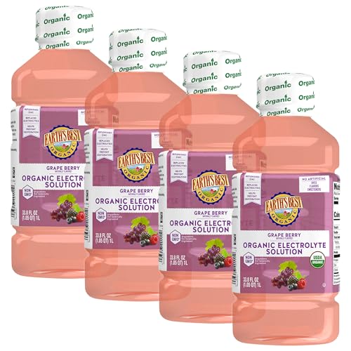 Earth's Best Organic Toddler Drink, Organic Electrolyte Solution for Children 2 Years and Older, Organic Grape Berry Drink with Zinc, 1 Liter Bottle (Pack of 4)