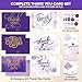 Decorably 24 Pack Glittery 6x4in Purple Thank You Cards with Envelopes and Stickers, 6 Elegant Designs Thank You Cards with Envelopes Purple, Blank Inside - Wedding, Baby Shower
