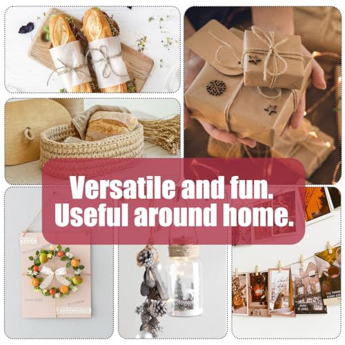 Image of PerkHomy 1800 Feet Natural Jute Twine Long Twine String for Crafts Gift Wrapping Packing Gardening Crochet Knitting Macrame Decor (Brown 600feet Flat) (Pack of 3)
