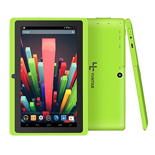 Yuntab Google Tablet 7 Pulgadas Q88 Android 4.4 Tablet PC Quad-Core 1 + 8GB Allwinner A33 HD 1024x600 1.5GHz Preinstalado cámara Dual Google Play, WiFi, 3D, Bluetooth (Green)