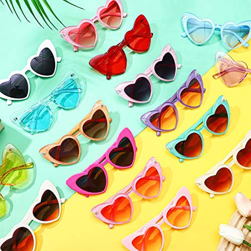 Kingdder 16 Pack Heart Sunglasses Bachelorette Bride Vintage retro Rimmed Heart Sunglasses for Women Wedding Party4