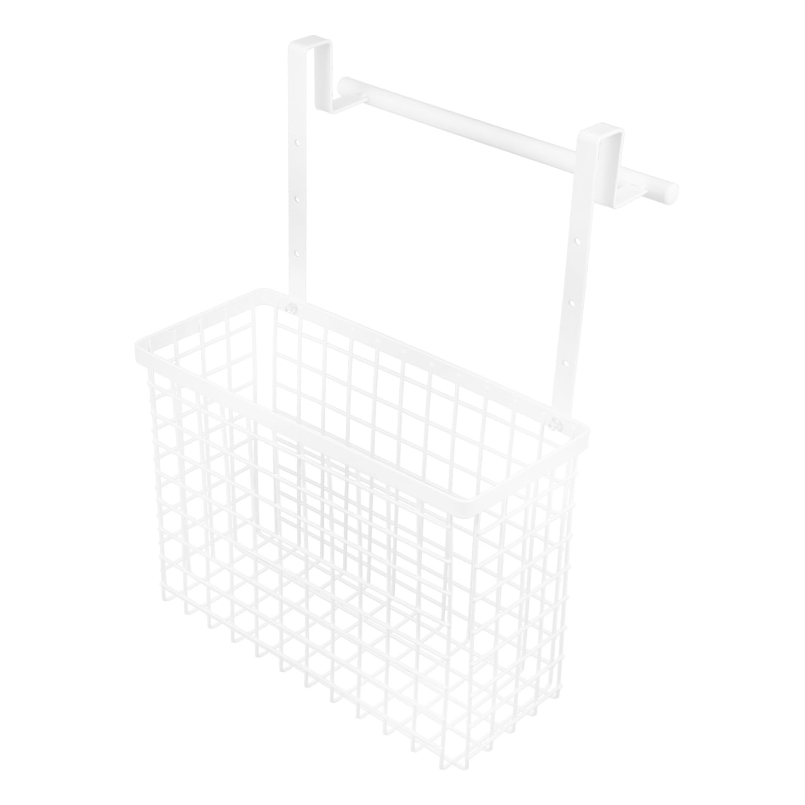 ABOOFAN Under Sink Organizer with Towel Holder Kitchen Door Storage Basket Wall Mounted Cabinet Organizer for Efficient Space White Grid Design
