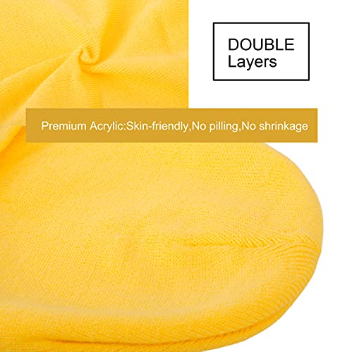 Simplicity Womens Beanie Yellow Hat Women Men Solid Plain Warm And Comfortable Ski Knit Winter Beanie Hat For Women, Yellow W/Brim #TOP3