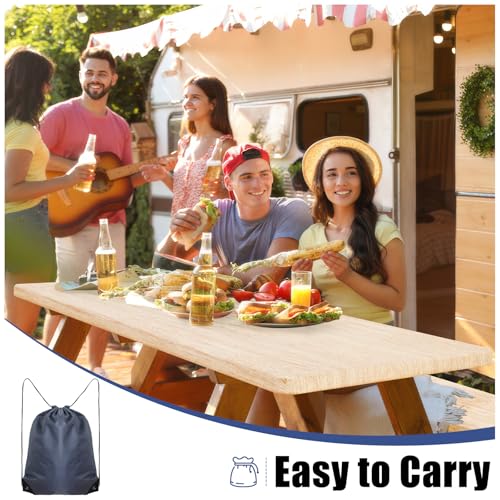 Smiry Picnic Table Cover with Bench Covers, Waterproof Elastic Fitted Tablecloth for 6 Foot Tables, Washable Polyester Tablecloths for Camping, Indoor & Outdoor (Ivory, 30x72 Inch 3-pc Set) by Smiry - Used condition - Image 5