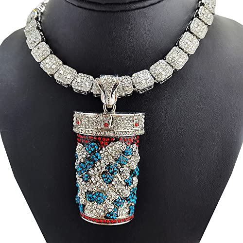 Silver plated Large Pill Bottle Icy Pendant & 12mm 16" 18" 20" Iced Baguette Stone Chain Hip Hop Jewelry Bling Fashion Necklace2