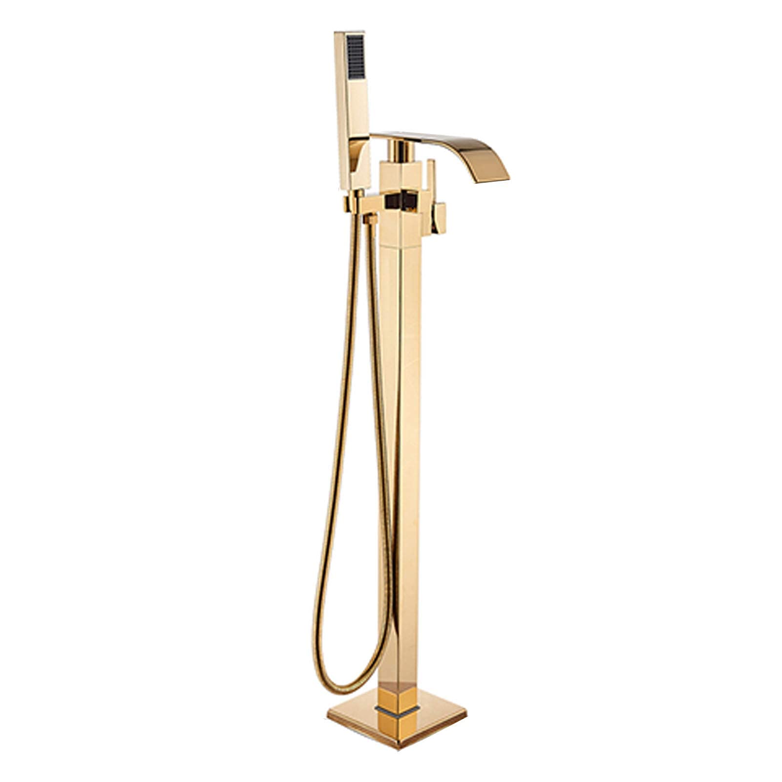 Robinet de remplissage autoportant noir mat haut de gamme style cascade pour baignoire îlot