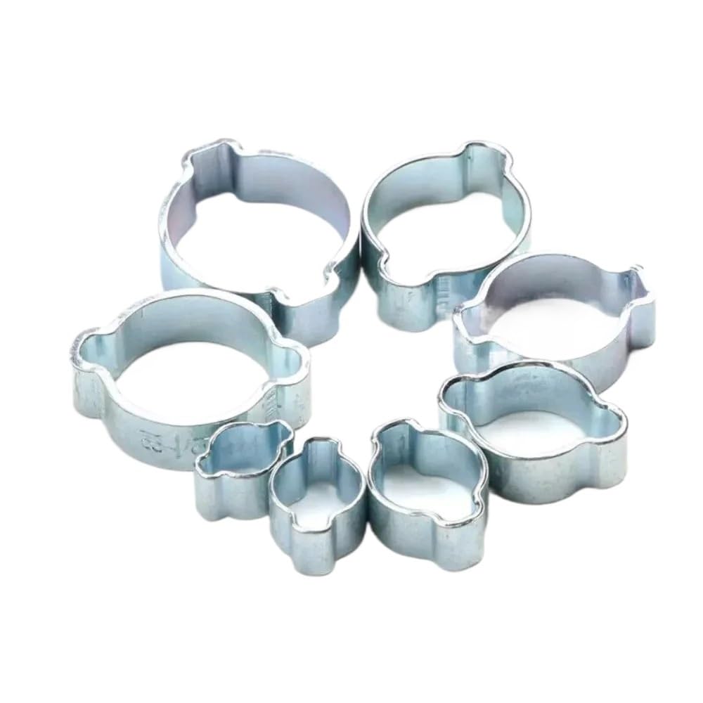 Abrazaderas de doble oreja 80 Uds abrazaderas de doble oreja O Clips-Crimp O-Clip aire silicona gasolina combustible manguera tubo 5-20mm acero galvanizado dos